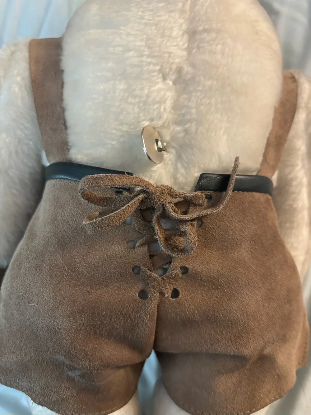 Vintage Carrousel Teddy Bear Signed Lederhosen Bavarian Wind Up Musical Large
